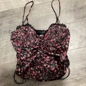 For Love And Lemons Black and Pink Floral Top